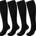 Premium Coton Compression Socks for Women&Men 15-20mmHg Knee High Sock for Nurses, Flying, Travel, Pregnancy (Black, XL)
