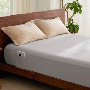 Bedsure 100% Cotton Fitted Sheet Full Size - Cotton Percale Bed Sheet, Crisp Soft & Breathable, Prewashed Process Design, Single-Side Storage Pocket (Silver Grey, 54x75+16 Inches, 1 Piece)