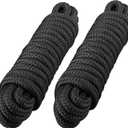 2 Pack 1" x 35' Dock Lines - Marine Grade Nylon Boat Rope with 24" Loop for Docking and Mooring - Double Braided Boat Lines, High Strength, Heavy Duty, Easy Handling, Fray Resistant - Black