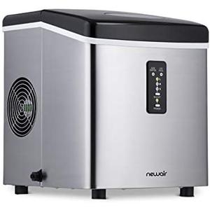 Newair Countertop Ice Maker Machine 28 lbs. of Ice in 24 Hours, Portable Design in Stainless Steel with 3 Bullet Ice Cube Sizes, Convenient Rapid Ice Production, Insulated Storage