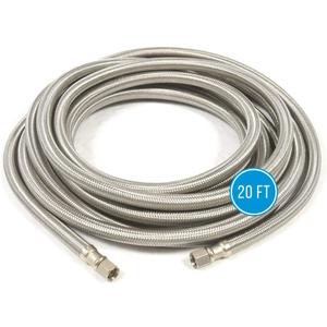 Refrigerator Icemaker Hose (20 FT) - Universal Fit to ALL Refrigerator Brands - Icemaker Water Supply Line -  x  Connections - SS Refrigerator Supply Hose for Ice & Water