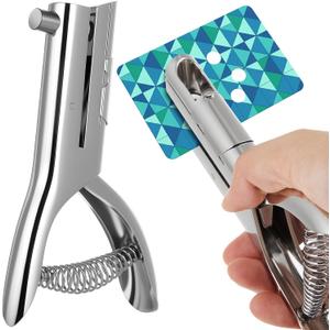 Chumia 1 Pcs Heavy Duty Hole Punch 2" Long Reach 3/8 Inch Paper Single One Hole Puncher Deep Throat Reduced Effort Hand Held Alloy Punch for ID PVC Cards 5 Inch Tall 25 Sheet Capacity