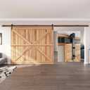 EaseLife 16 FT Heavy Duty Sliding Barn Door Hardware Track Kit,Straight Pulley,Slide Smoothly Quietly,Easy Install (16FT Track Kit for 96" Wide Single Door)