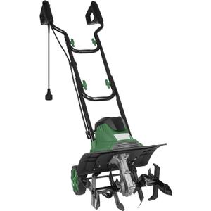 14 Inch 10 Amp Electric Tiller/Cultivator, 4 Steel Tines Tillers with Adjustable Wheels, 9" Tillling Depth Electric Rototiller for Lawn, Yard and Garden Digging