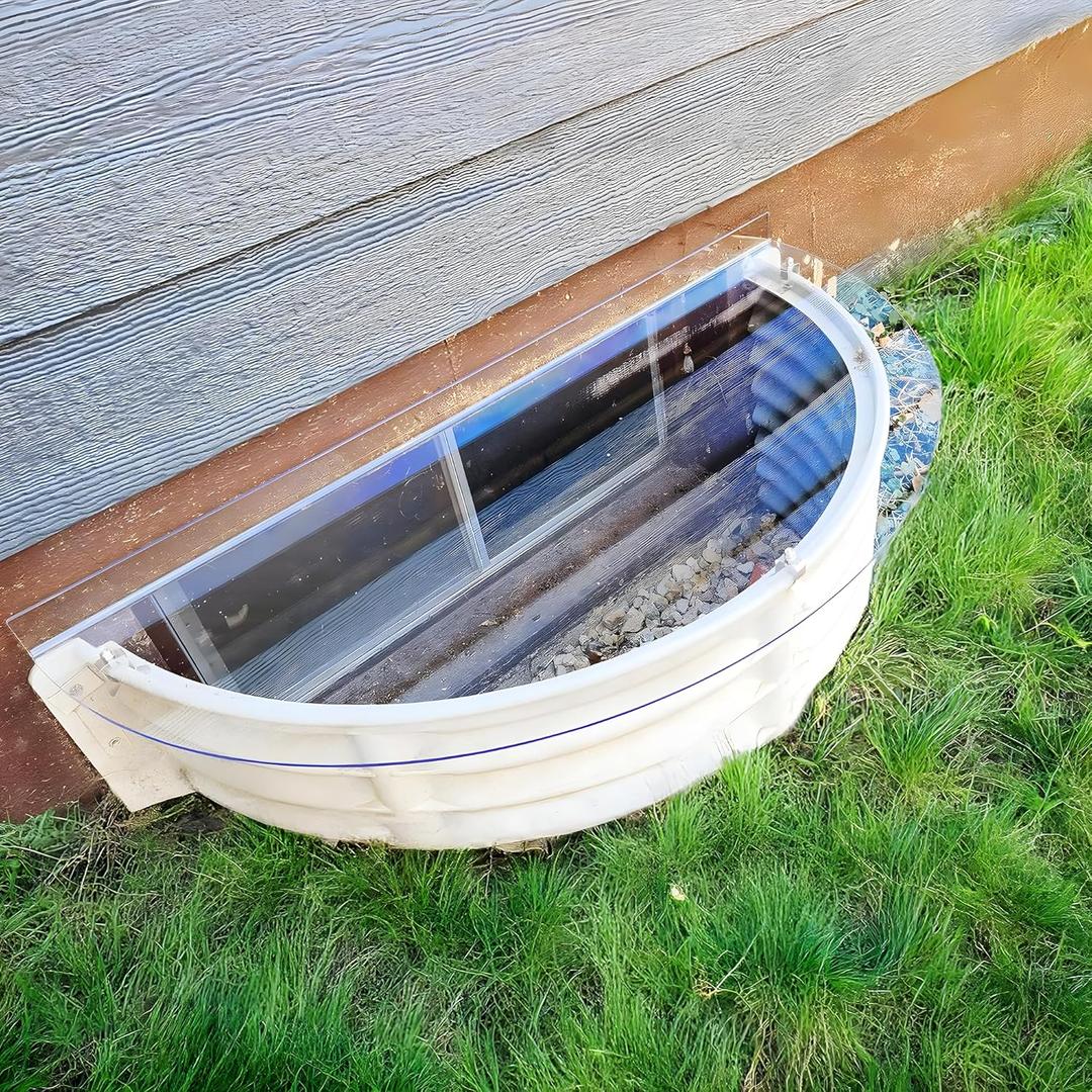 Polycarbonate Window Well Cover, Heavy-Duty (Sloped, 42" W x 18" L)