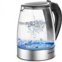 Fast Boil Electric Water Kettle, 1.8L Large Capacity with Auto Shut-Off and Boil-Dry Protection, BPA-Free Borosilicate Glass &Stainless Steel