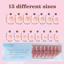 300Pcs Square French Tip Press on Nails, Pink Blue Extra Short Soft Gel Nail Tips, Pre-lasting Acrylic Fake Nails, No Need to File False Nail Tips Extension for Women Nails DIY in 15Sizes