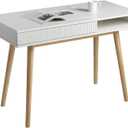 Artswish 42" Wood Modern Office Desk with Drawer, Simple Writing Desk for Home, White, 42.5" x 19.7" x 29.5"