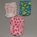 wegreeco Washable Female Dog Diapers Highly Absorbent Reusable Diapers for Dog in Heat Period, 3 Pack (Yellow Ducks, Small) (Small (Newborn-10.5" Waist))