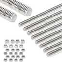 8 Pcs 304 Stainless Steel M12 Fully Threaded Rod,10"(255mm) Long Threaded Rod,Right Hand Threadswith Nuts (8, M12x255mm)