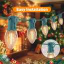 2 x C7 LED Christmas & Halloween Lights - 12FT Outdoor Clear String Lights with 12 Vintage C7 Bulbs, Warm White Hanging Decor for Porch, Garden, Backyard, Balcony, Holiday Party