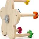 Bird Rotating Perch Toy,Durable Unique Wooden Ferris Wheel Parrot Toys with 5 Perches,Bird Cage Accessories for Parakeet, Cockatiel, Budgerigar,Conures, Lovebirds