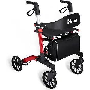 Walkers for Seniors with Seat Foldable, Rollator Walker with 4 Wheels, Narrow Rolling Walker with Brakes