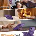 CANSHN 360 Spin Magnetic Stand for iPhone 17 Case with Camera Control [Full Camera Protection] [Compatible with Magsafe] Translucent Matte Shockproof Protective Phone Cover 6.3" - Deep Purple