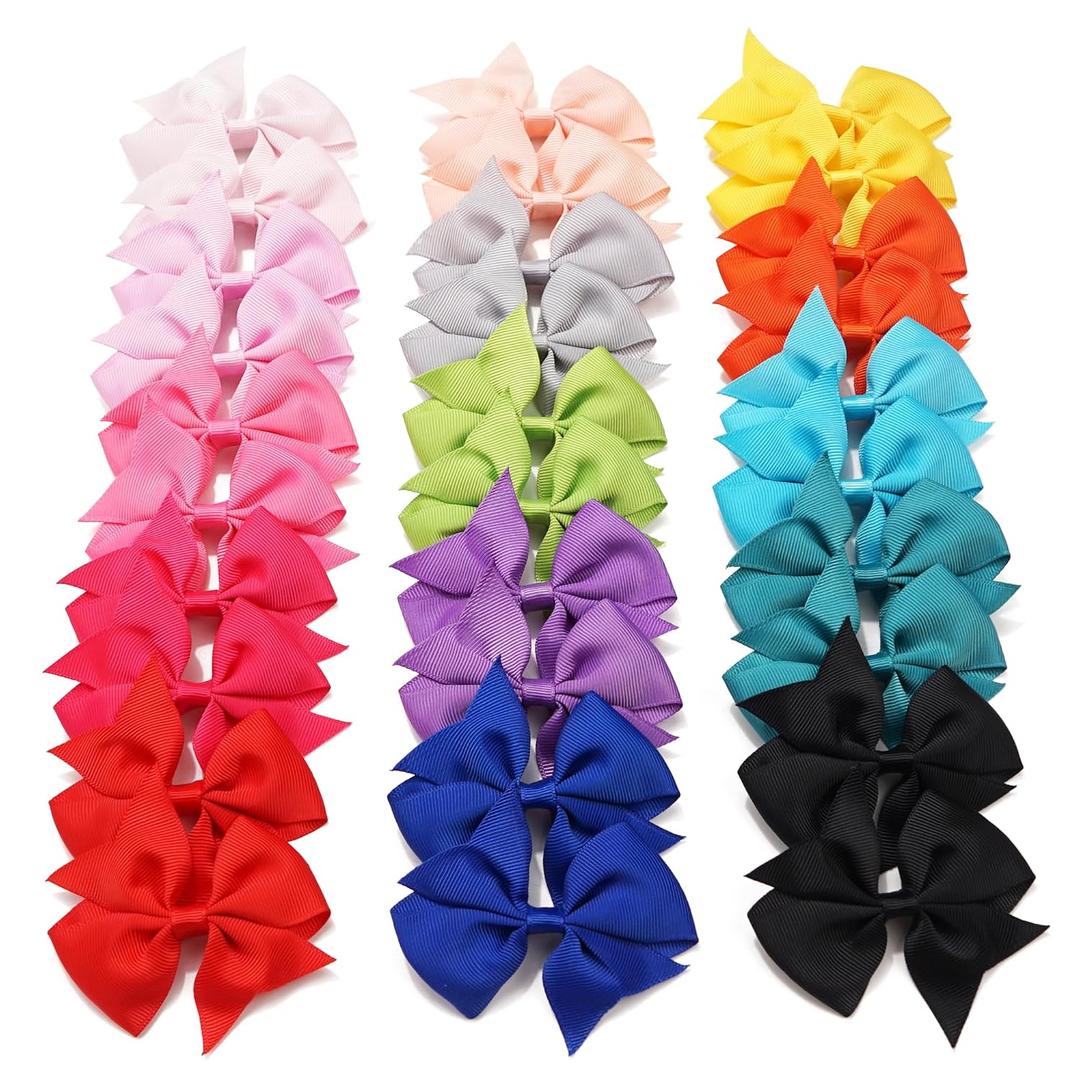 30Pieces Boutique Grosgrain Ribbon Hair Clips Dovetail 3.5" Hair Bows Alligator Clips Hair Accessories For Babies Toddlers Teens Gifts 15 Colors In Pairs