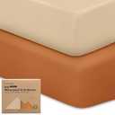 2-Pack Waterproof Crib Sheets for Boys, Girls - Viscose Derived from Bamboo Crib Sheets Neutral, Crib Mattress Protector Sheet, Soft Toddler Bed Sheets, Fitted Baby Crib Sheets Girl, Boy (Rust)