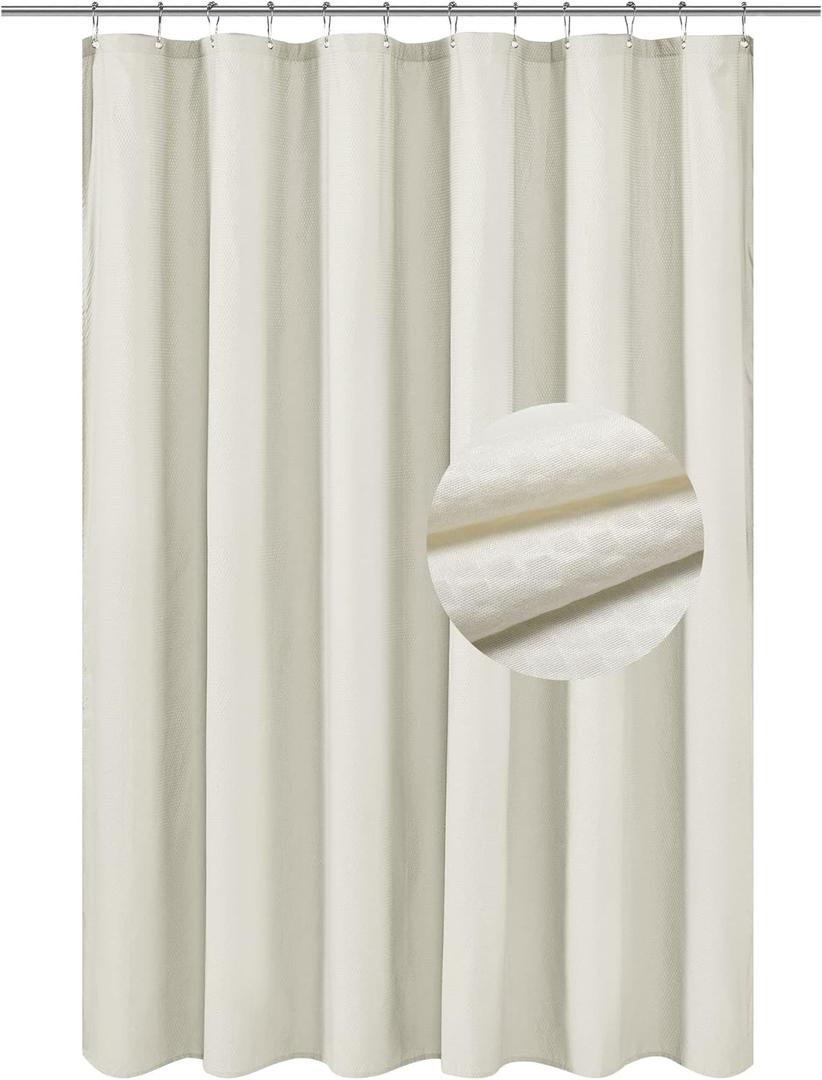 Barossa Design Soft Microfiber Fabric Shower Liner or Curtain, Hotel Quality, Machine Washable, Water Repellent, Cream, 70 x 72 inches