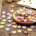 Decoendiy 100Pcs Maple Leaf Glass Beads,Mixed Color Handmade Autumn Tree Fall Leaves Plant Pendants, Crystal Leaf Charms for Jewelry Making, DIY Bracelet Necklace Earring Craft Supplies