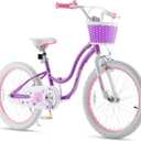 RoyalBaby Girls Bike with Training Wheels and Dual Handbrake, Stargirl Kids Bicycle 20 Inch Toddlers to Big Kids 7-13 Years, Lavender, 20 Inch with Dual Handbrake and Kickstand