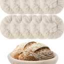Artcome 10 Pack Bread Proofing Basket Covers - 9 Inch Round Linen Cloth Cover for Banneton Basket - Reusable & Breathable Dough Bowl Cover for Sourdough Bread Baking