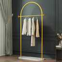 Gold Clothing Rack with Marble Base,Modern Metal Garment Rack for Bedroom,Entryway & Boutique Display,Sturdy Open Closet Clothes Rack for Hanging Clothes,Coat Rack freestanding Heavy Duty