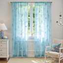 jinchan Blue Sheer Curtains for Living Room Bedroom Coastal Nursery Curtains 84 Inch Long Beach House Voile Transparent Seashell Seahorse Printed Window Treatments Set Rod Pocket 2 Panels