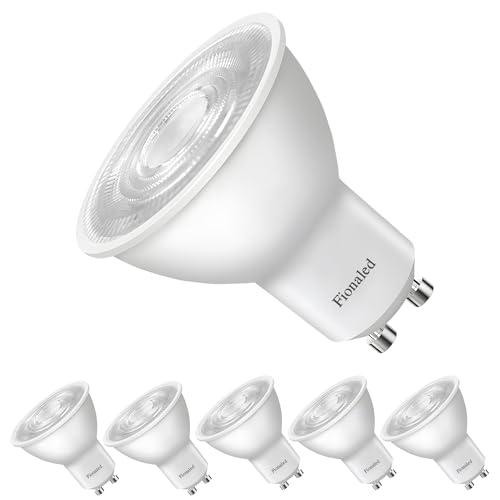 Fionaled GU10 LED Bulbs, 50W Halogen Replacement, 3000-Kelvin Soft Warm White, Not Dimmable, 38° 2 Prong MR16 LED Spotlighting Bulbs, Flicker Free, No Lead No Dazzing, 6-Pack