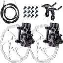 Bike Disc Brake Kit, Bike Front and Back Disc Brake Kit-Calipers,2 Pcs Stainless Steel 160 mm Rotors & Cable & Brake Lever & A Pair of Bicycle Brake levers & Fixing Screws
