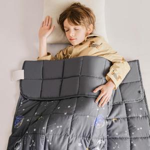 Topcee Weighted Blanket (5lbs 36"x48") Heavy Weighted Blanket Cooling Blanket for Sleeping Perfect for 40-60 lbs,Throw Size Breathable Blanket with Premium Glass Bead (Grey Starry Sky)