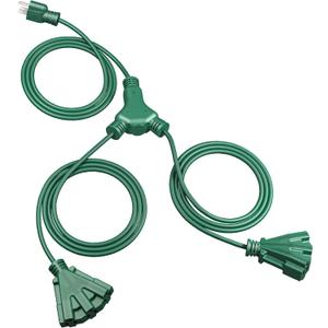 DEWENWILS Outdoor Extension Cord 1 to 2 Splitter, 13FT (7'+6' *2), 6 Grounded Outlets, Heavy Duty Power Cord, 16AWG SJTW for Landscaping Light, Holiday Decoration, 1 Pack, Green, ETL Listed