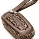 Vitodeco Genuine Leather Smart Key Fob Case Cover Protector Compatible with Lincoln Aviator, Corsair, Nautilus, Navigator (2020-2026 Models) - 5 Buttons, Brown
