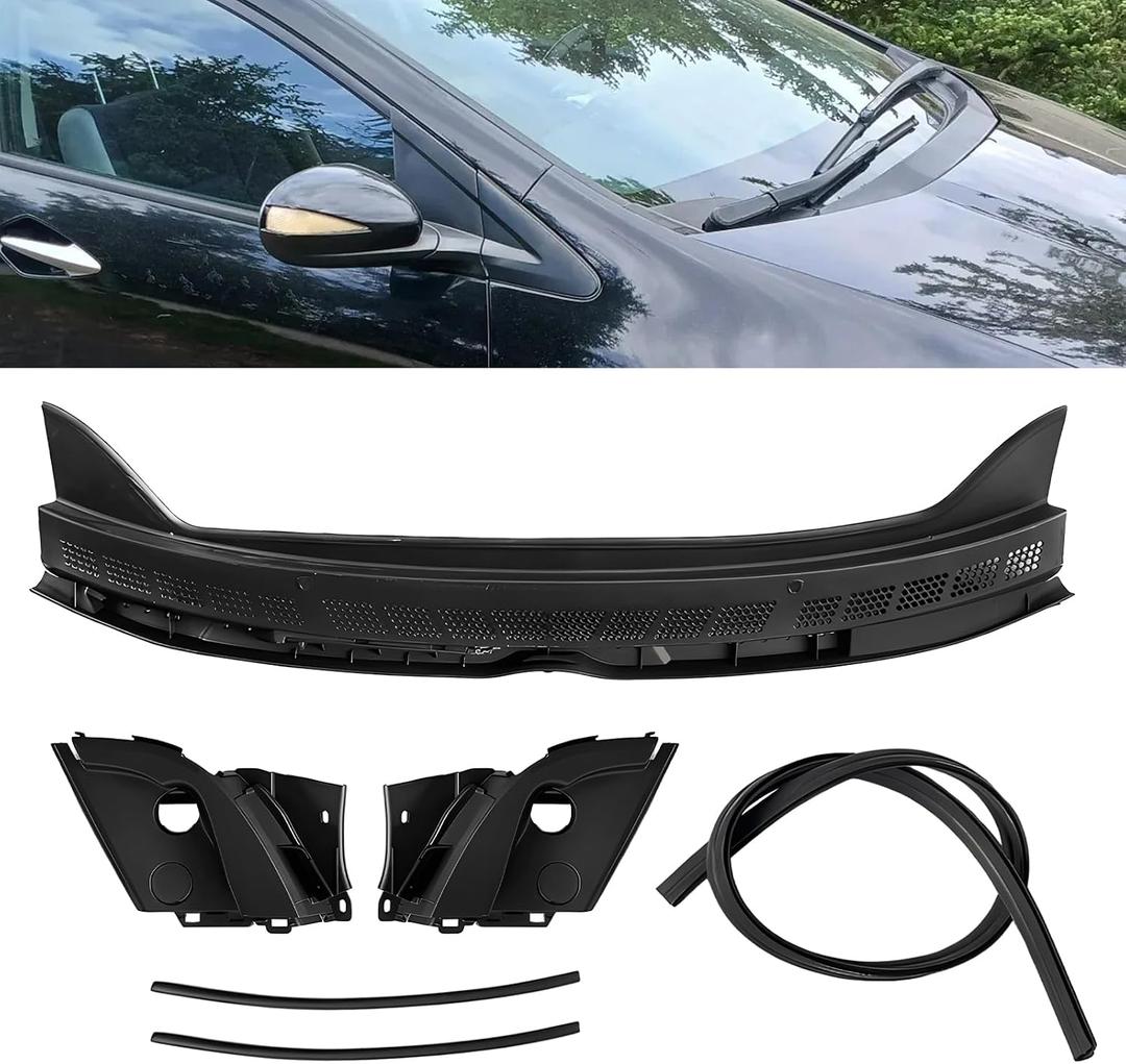 Windshield Wiper Cowl Cover Panel Kit Compatible with 2006-2011 Honda Civic, Includes Windshield Cowl Cover & 2pcs Wiper Arm Trim, Replaces# 74220-SNV-H00 74210-SNA-A00 74200-SVA-A00ZA
