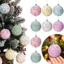 12 Pcs Pastel Candy Ball Ornaments for Christmas Tree 2.36 Inch Candy Macaron Balls Hanging Decor Pastel Shatterproof Foam Balls for Xmas Tree Indoor Decor Gifts Party Supplies