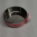 Crate Dog Bowl Removable Stainless Steel Water Food Feeder Bowls Cage Coop Cup for Cat Puppy Bird Pets (Large, Pink)