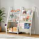 3 Tier Kids Bookshelf, Toddler Bookshelf with Extra Pocket and Toy Storage Organizer for Kids' Rooms, Bedrooms, Playrooms and Nurseries, White