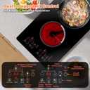 Alemania 12 inch Electric Cooktop 2 Burner Infrared Stove, 2000W Plug in Hotplate Double Heating Elements Stove for Cooking, 120V Ceramic Hot Plate, Built-in and Countertop Compatible