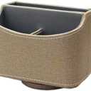 UnionBasic PU Leather 360 Degrees Rotatable Remote Control/ Controller Organizer, Spinning TV Guide/ Mail/ Media Desktop Organizer Caddy Holder (Light Brown Linen Texture)
