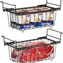 iSPECLE Freezer Organizer Bins - Fit 7 Cu.Ft Chest Freezer, Expand from 15.8" to 18.1" (L) Deep Freezer Organizer Bins, 2 Pack Small Hanging Freezer Baskets for Chest Freezer, Black