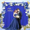 8x10FT Royal Blue Backdrop Curtains for Wedding Parties, Wrinkle Free Polyester Photography Back Drop Drapes for Wedding Baby Shower Birthday Parties Stage Background Stand Decorations 4x10ft,2 Panels, W4' x H10'