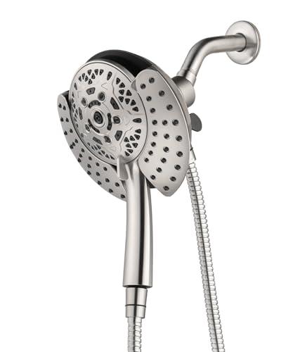 INAVAMZ 2.5GPM Shower Heads with Handheld Spray Combo: 7.2" Rainfall Shower Head & Hand Held Shower Head 2-IN-1 Shower Head with 60" Rotatable Stainless Steel Hose Nickel, Shower Trim Systems