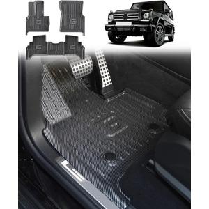 Carbon Fiber Pattern Floor Mats for 2019-2026 Mercedes-Benz G Class
G500/G550/G580/AMG G63, All Weather Protection Car Mats 1st & 2nd Row Luxury Full Set Floor Liners 3-pc, Silver