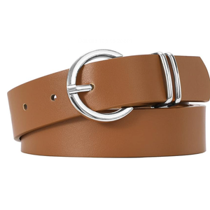VONMELLI 1 Pack Women's Leather Belts for Jeans Dresses Fashion Gold Buckle Ladies Belt