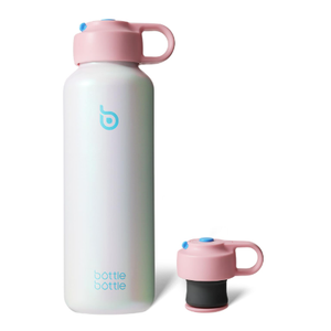 BOTTLE BOTTLE Water Bottle for Carbonated Drinks 20oz Insulated Bottles for Fizzy Drinks Keep Carbonation Longer Leak Proof for Sports Travel School (White/Pink)