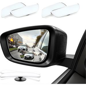 2 Pack Blind Spot Mirrors For Cars Rectangle Glass Frameless Convex Wide Angle Rearview Blindspot Car Mirror Adjustable Car Auxiliary Mirrors For Universal Cars Truck Glass, Silver, 1.1438.43Inches