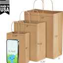 MESHA Brown Paper Bags 5.25x3.75x8 Inch Kraft Small Gift Bags with Handles Bulk,100 Pack for Small Business,Birthday Wedding Party Favor