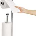 Toilet Paper Holder Stand with Phone Shelf, Freestanding TP Holder, Holds 5 Rolls, Stainless Steel (Brushed Nickel)