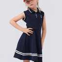 Girls Summer Sport Sleeveless Dress Toddler Outfits Anchor Print Casual Polo Dress for 4T 5T Kids Clothes Navy Blue