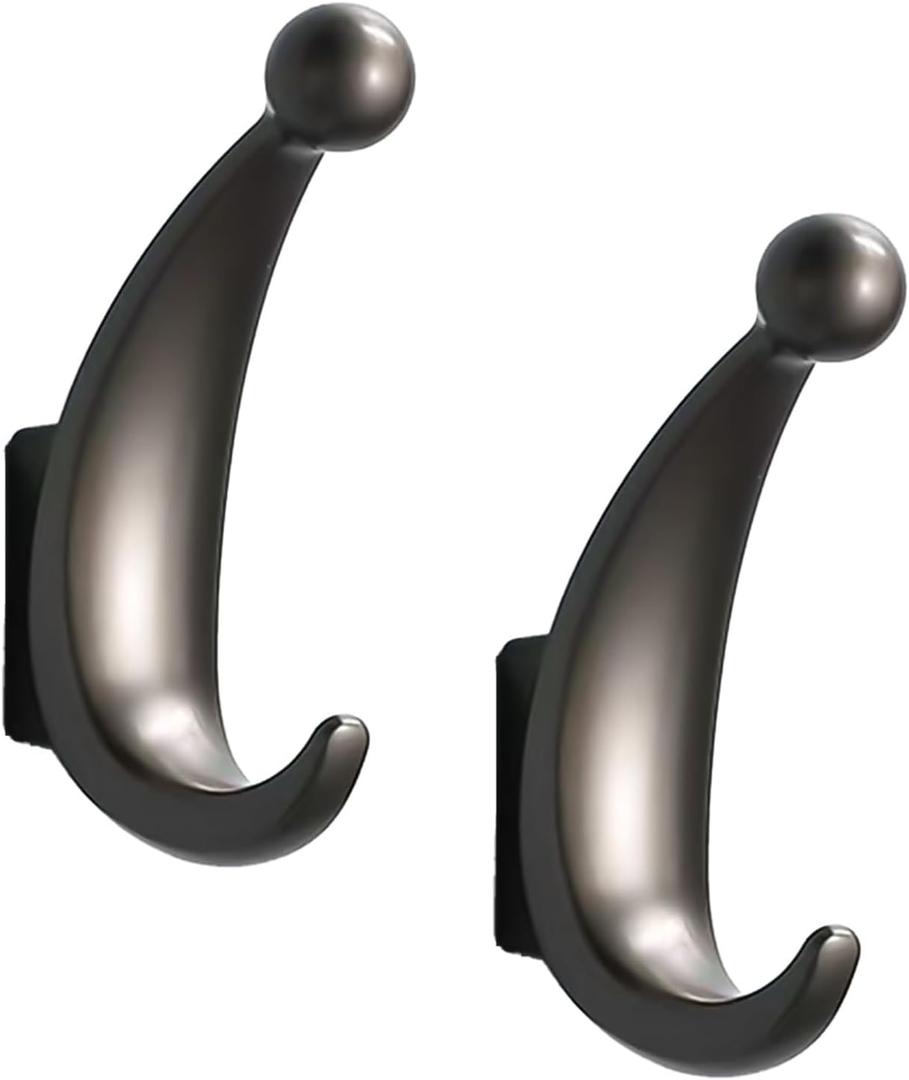 2 Pack Bathroom Towel Hooks, Screw in Metal Robe & Coat Hooks for Wall(Gray)
