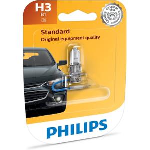 Philips H3 Standard Halogen Replacement Headlight Bulb, 1 Pack
