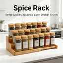 JinDoWin Spice Rack Organizer For Cabinet, Spice Organization For Cabinet, Spice Rack For Countertop,15.7 Inch Adjustable Seasoning Organizer Spice Organizer (2 Pack, Medium)